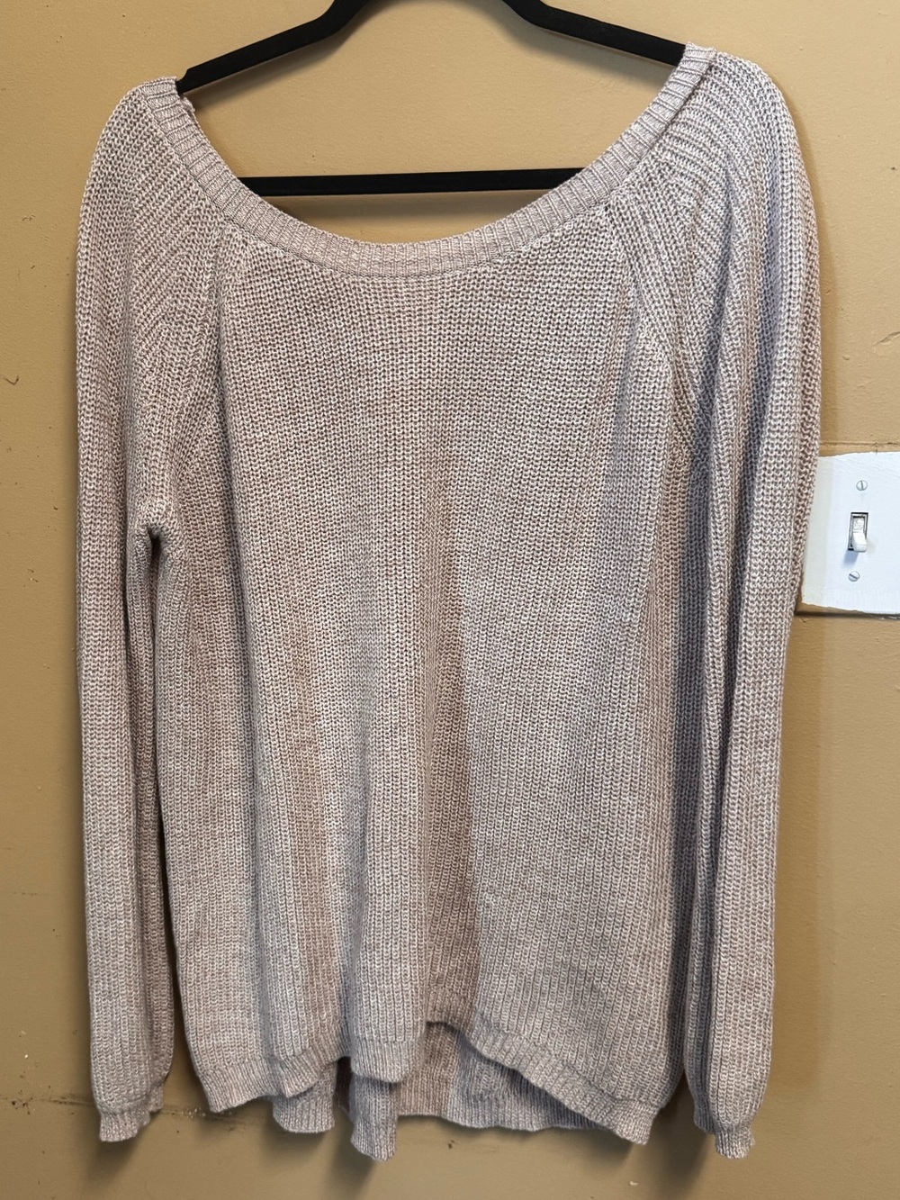 Fate Off-Shoulder Light Taupe Knit Sweater
